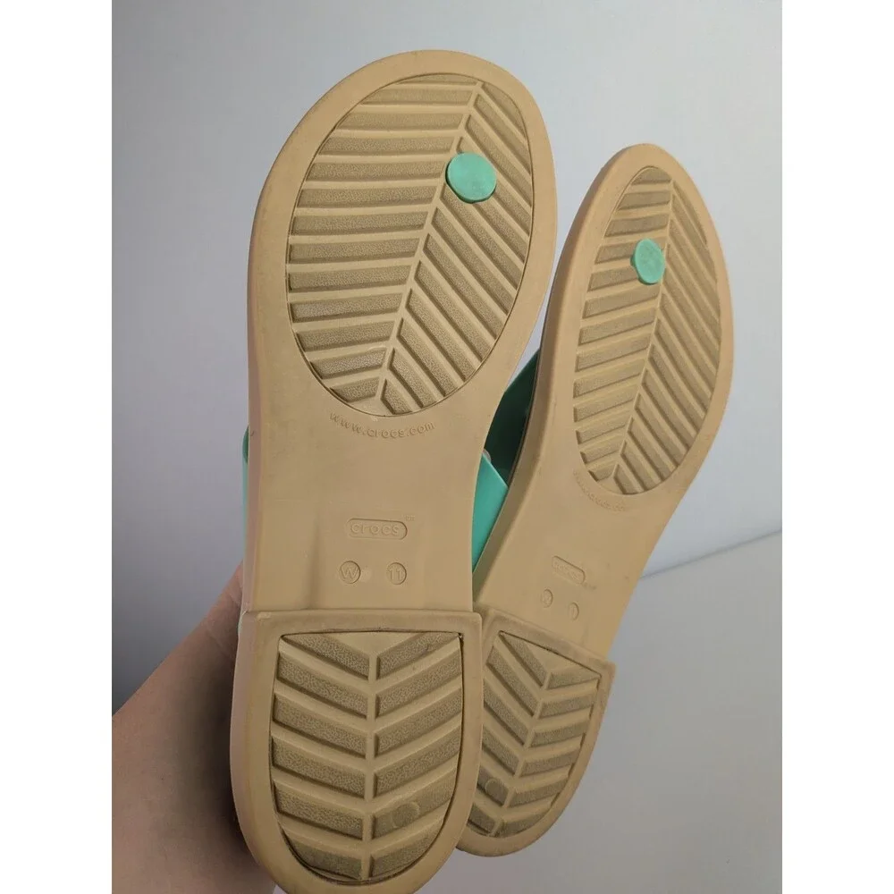 Crocs Tulum Flip Sandals Women’s Size 11 Jade Stone Bright Blue Thong Flop Shoes